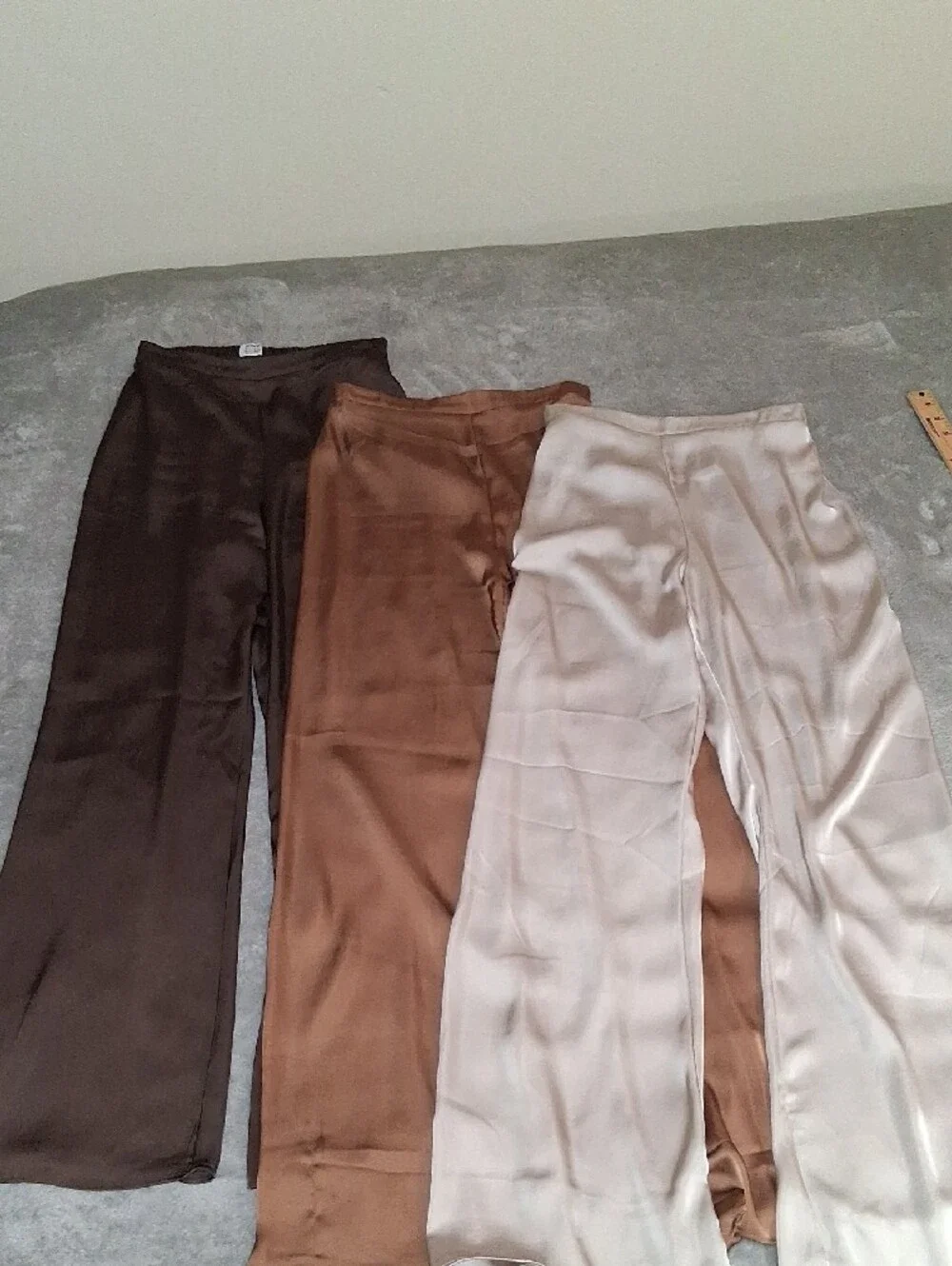 3 Cotton On Wide Leg Pull-On Pants in Brown, Cream, and Tan.